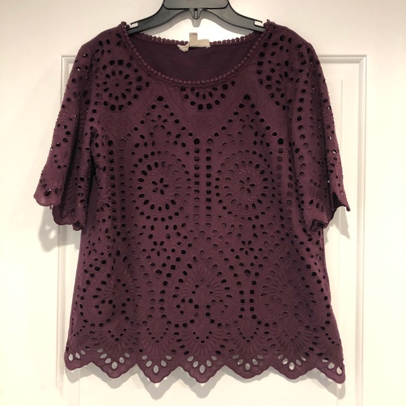 Porridge Clothing Plum Eyelet Top - Anthropologie - Picture 2 of 10